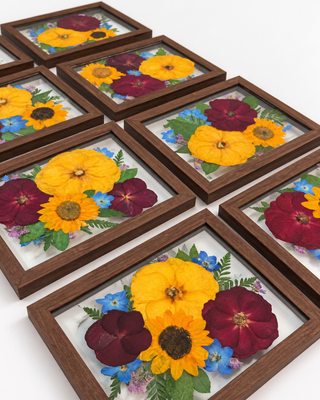 Preserve funeral or memorial flowers in a custom frame set, made for friends and family funeral gifts and keepsakes. Framed funeral flower preservation.